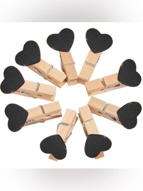 Mini Clothespins with Black Heart Accents - Pack of 20